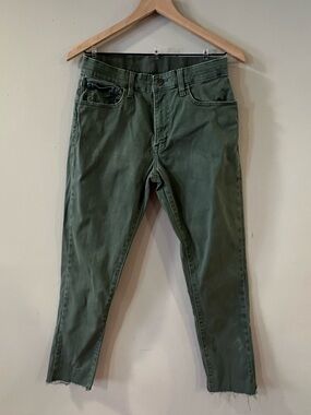 Uniqlo Olive Green Straight-Leg Ankle Jeans